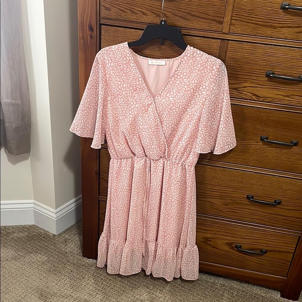 Elegant Pink Wrap Dress